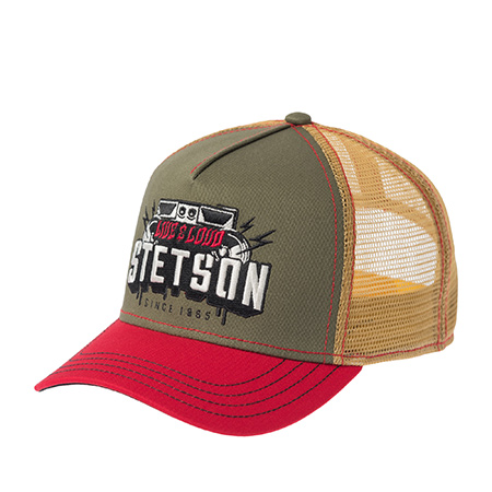 Бейсболка STETSON арт. 7741111K TRUCKER CAP FESTIVAL LIVE LOUD (оливковый / красный)