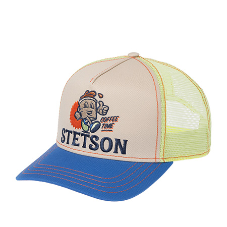 Бейсболка STETSON арт. 7741179 TRUCKER CAP BARISTA COFFEE TIME (бежевый / синий)