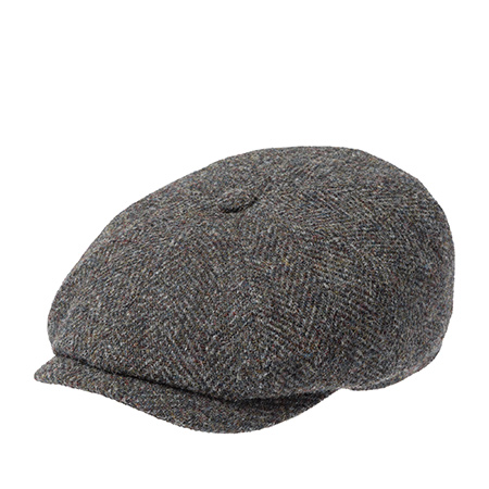 Кепка STETSON арт. 6840545 HATTERAS HERRINGBONE HARRIS TWEED (черный / оливковый)