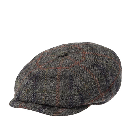 Кепка STETSON арт. 6870305 HATTERAS CHECK HARRIS TWEED (серый / оранжевый)