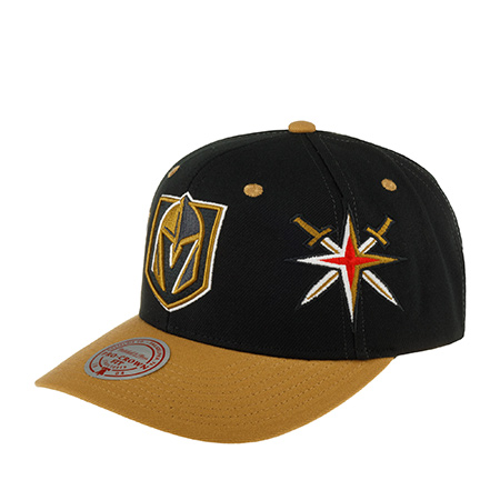 Бейсболка MITCHELL NESS арт. HHSS7311-VGKYYPPPBLCK Vegas Golden Knights NHL (черный / светло-коричневый)