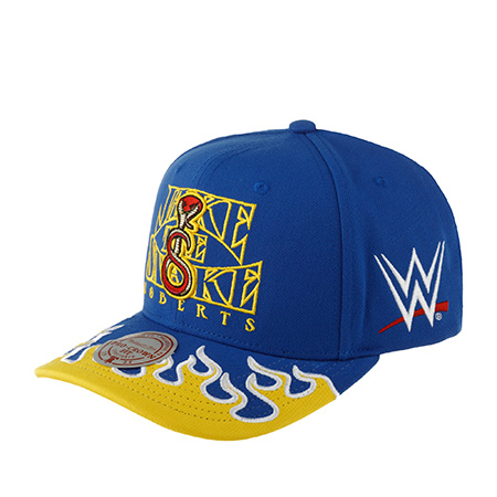 Бейсболка MITCHELL NESS арт. HP8264-TTTBLUE Jake The Snake WWE (синий / желтый)