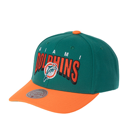 Бейсболка MITCHELL NESS арт. HHSS6641-MDOYYPPPTEAL Miami Dolphins NFL (зеленый / оранжевый)