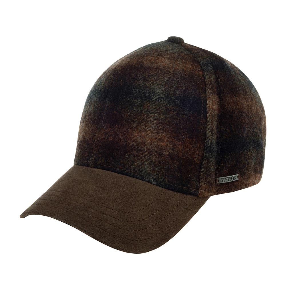 Бейсболка STETSON арт. 7720304 BASEBALL CAP WOOL CHECK (коричневый / серый)