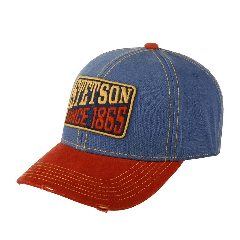 Бейсболка STETSON арт. 7721145 BASEBALL CAP SINCE 1865 VINTAGE DISTRESSED (голубой / оранжевый)