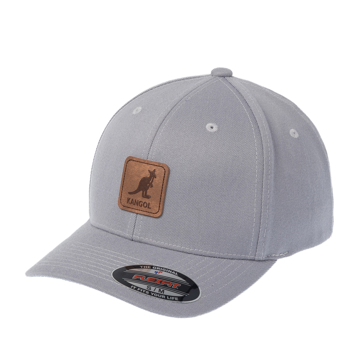 Бейсболка KANGOL арт. K5441 Leather Patch Flexfit Baseball (светло-серый)