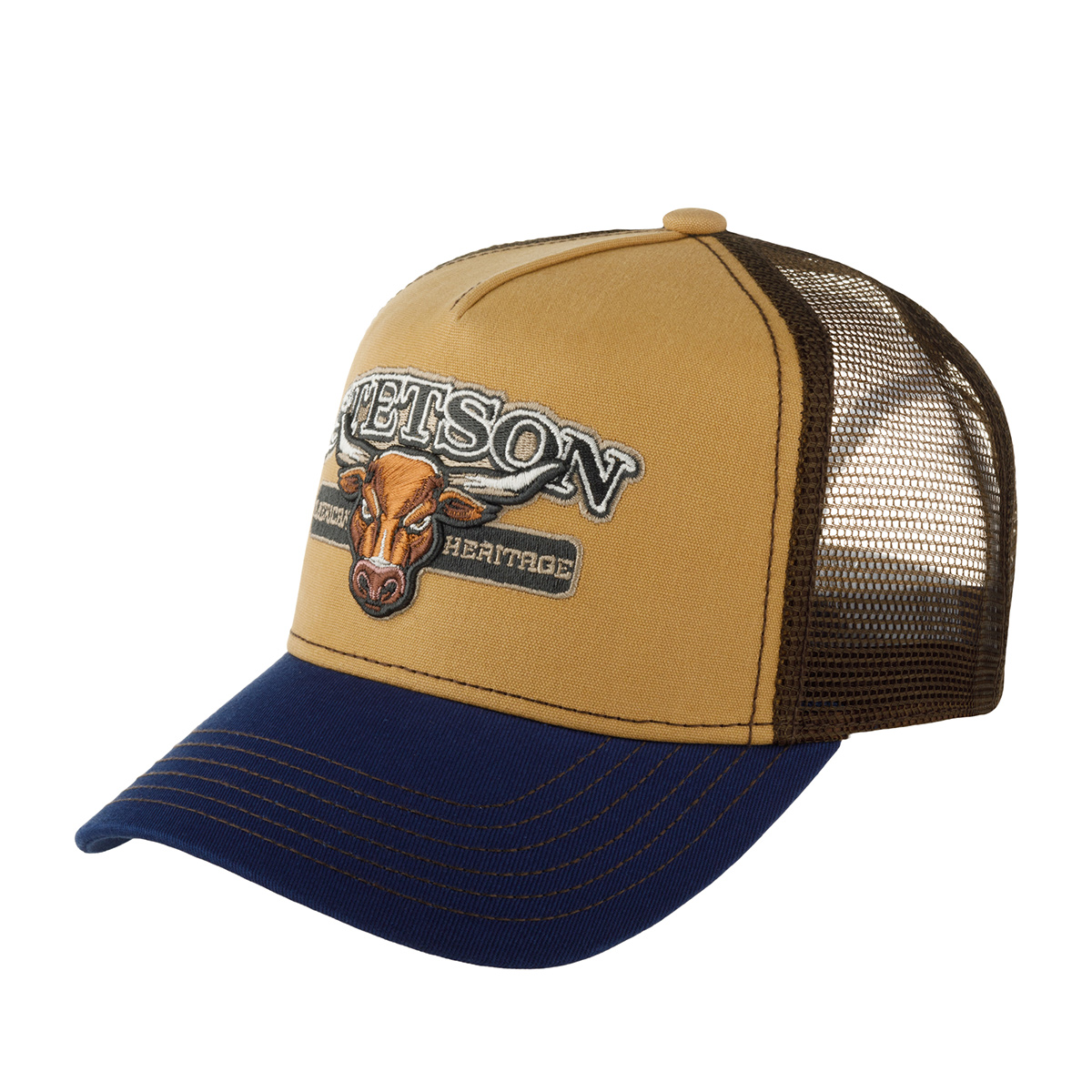Бейсболка STETSON арт. 7761160 TRUCKER CAP BULL (синий / бежевый)