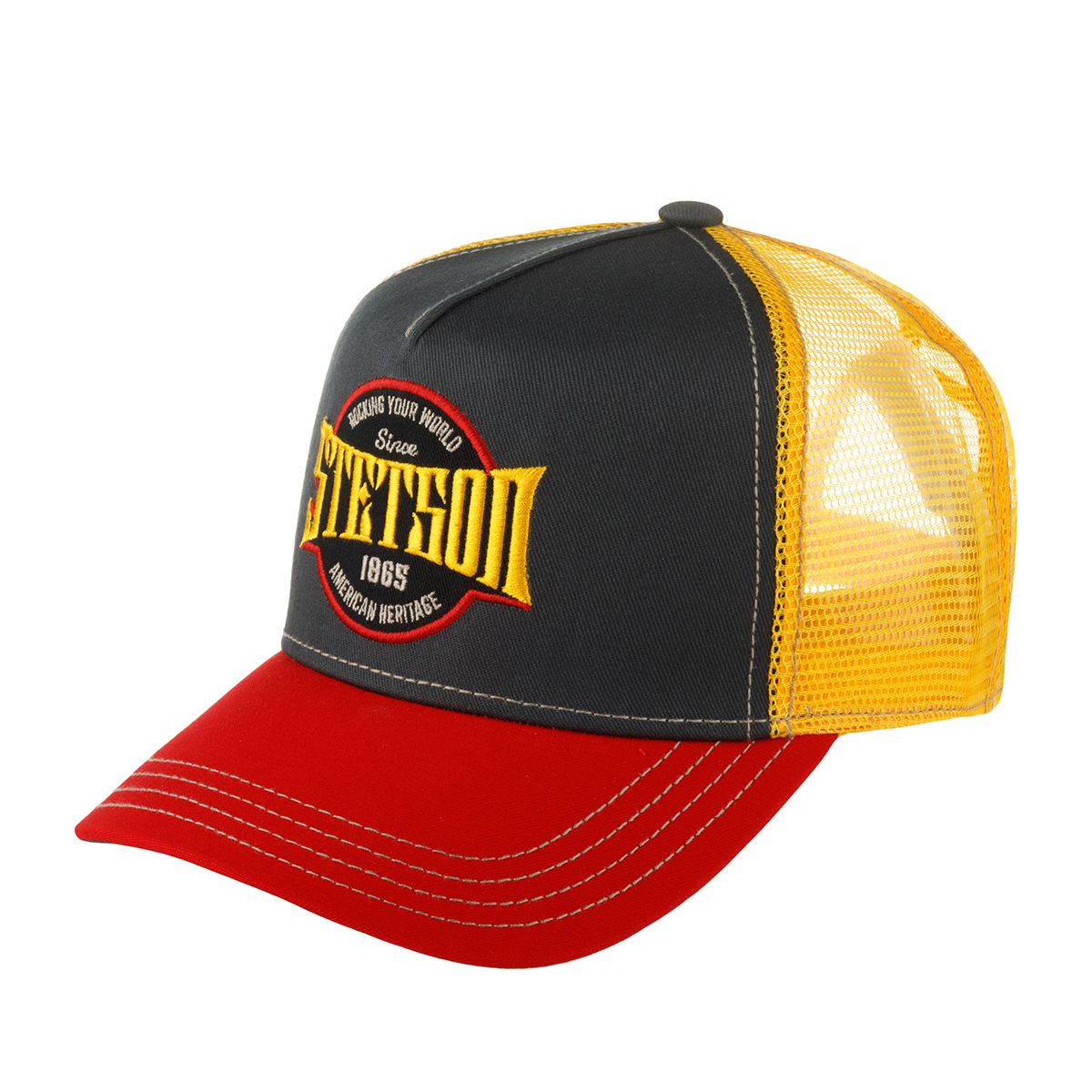 Бейсболка STETSON арт. 7761159 TRUCKER CAP ROCKING YOUR WORLD (темно-серый / красный)