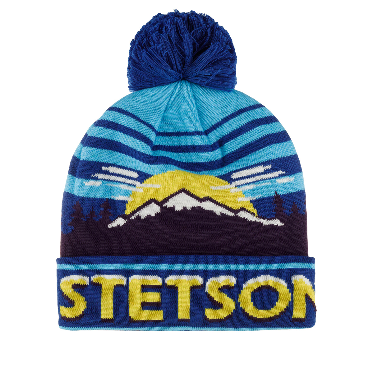 Шапка STETSON арт. 8599135 BEANIE POMPOM STETSON FREESTYLE (синий / желтый)