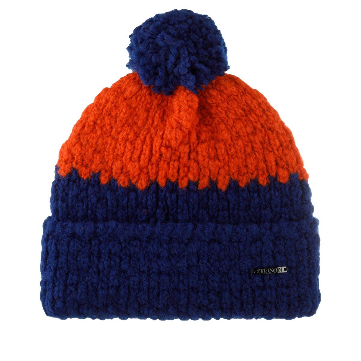 Шапка STETSON арт. 8599393 BEANIE POMPOM STETSON FREESTYLE (синий / оранжевый)
