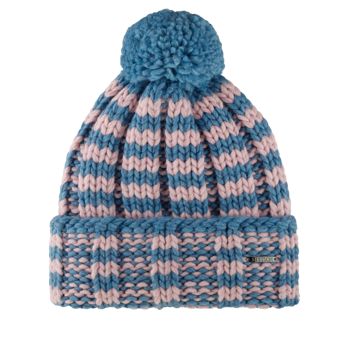 Шапка STETSON арт. 8599394 BEANIE STRIPES W POMPOM STETSON FREESTYLE (голубой / розовый)