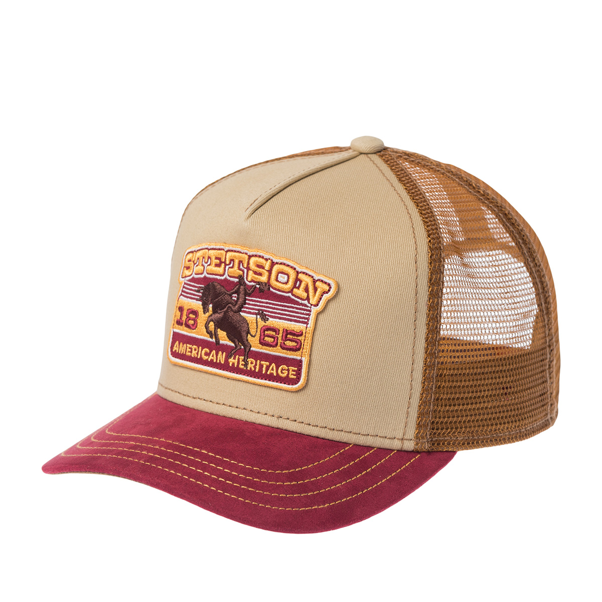 Бейсболка STETSON арт. 7741104K TRUCKER CAP RODEO (бежевый / красный)