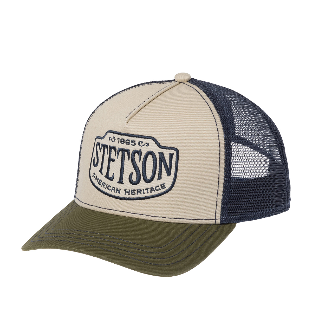 Бейсболка STETSON арт. 7741174 TRUCKER CAP WESTERN PATCH (темно-бежевый/оливковый)