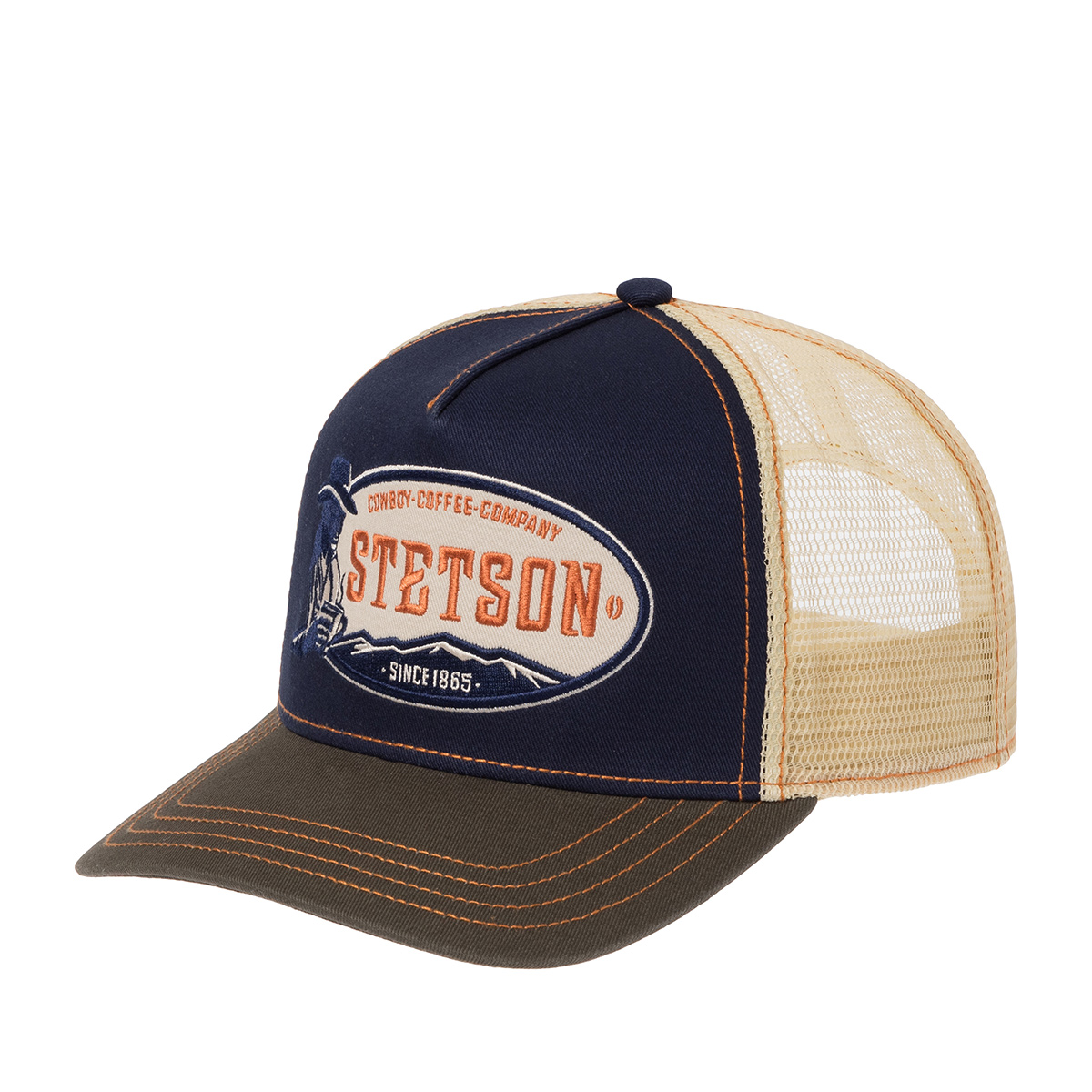 Бейсболка STETSON арт. 7741178 TRUCKER CAP COWBOY COFFEE (темно-синий / оливковый)