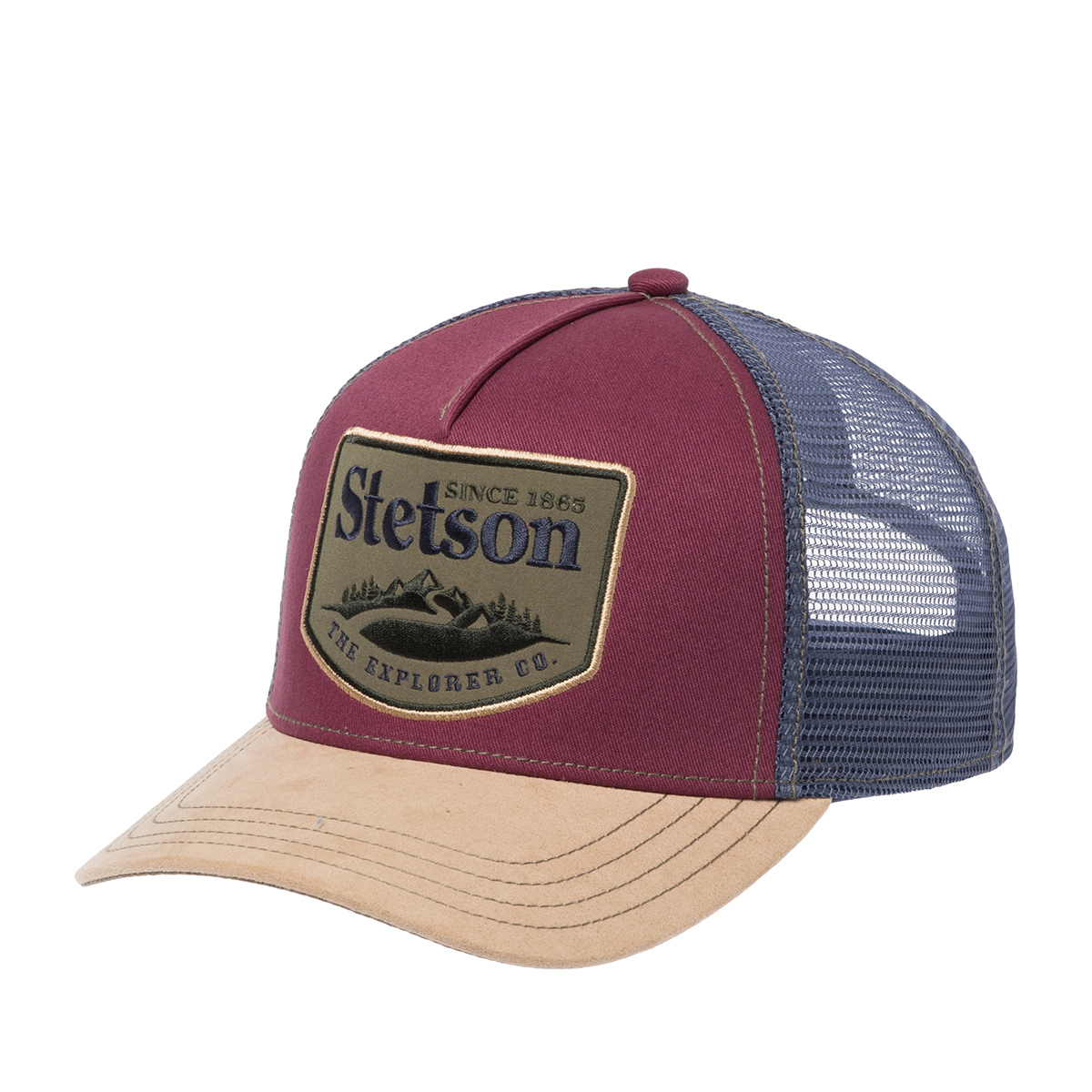 Бейсболка STETSON арт. 7741168 TRUCKER CAP EXPLORER CO. (бордовый / бежевый)