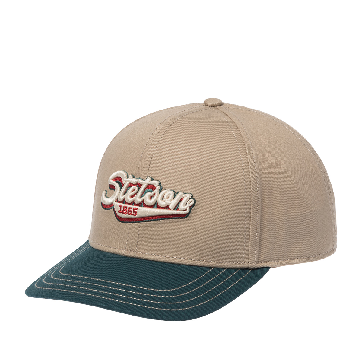 Бейсболка STETSON арт. 7771116 BASEBALL CAP RETRO (бежевый / темно-зеленый)