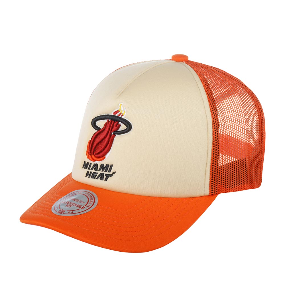 Бейсболка MITCHELL NESS арт. 5HSSSH21323-MHEOFWH Miami Heat NBA (бежевый / оранжевый)