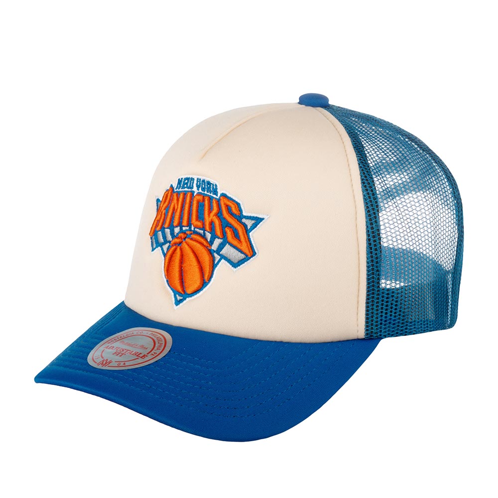 Бейсболка MITCHELL NESS арт. 5HSSSH21334-NYKOFWH New York Knicks NBA (бежевый / синий)