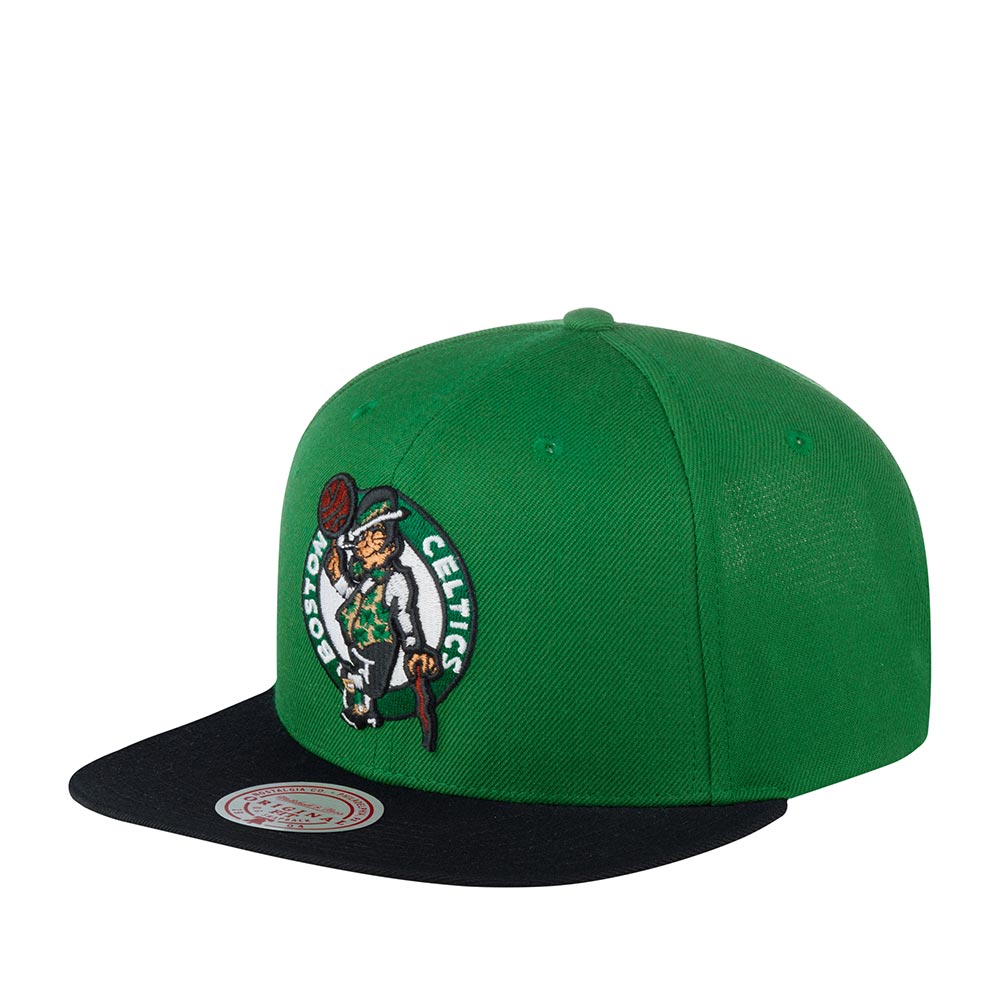 Бейсболка MITCHELL NESS арт. HHSS3264-BCEYYPPPGNBK Boston Celtics NBA (зеленый / черный)