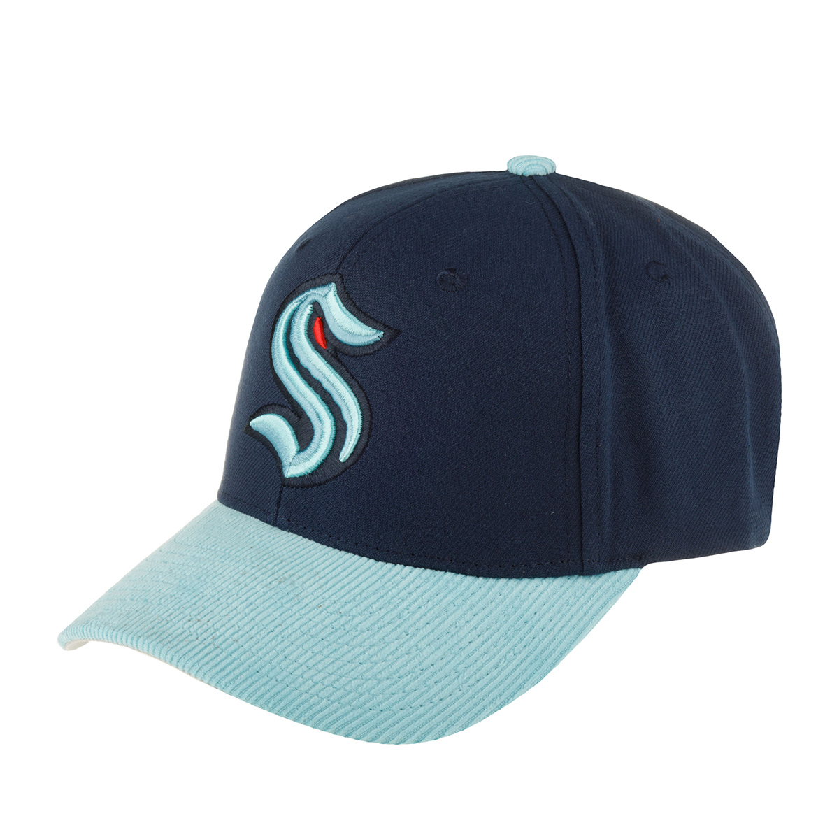 Бейсболка MITCHELL NESS арт. HP7974-SKRNAVY Seattle Kraken NHL (темно-синий / голубой)