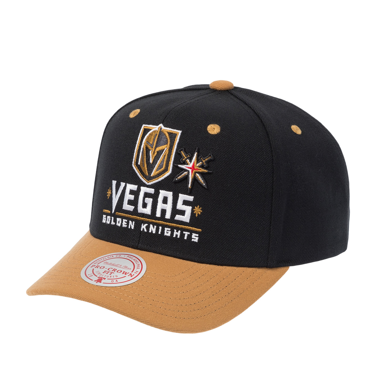 Бейсболка MITCHELL NESS арт. HP8591-VGKBLCK Vegas Golden Knights NHL (черный / песочный)