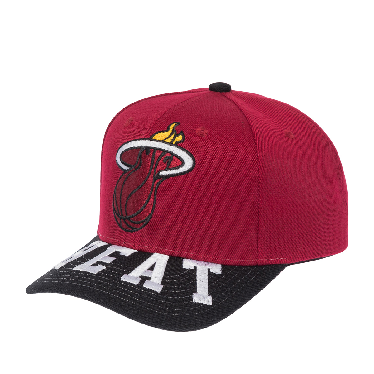 Бейсболка MITCHELL NESS арт. HP10368-MHERED1 Miami Heat NBA (бордовый / черный)