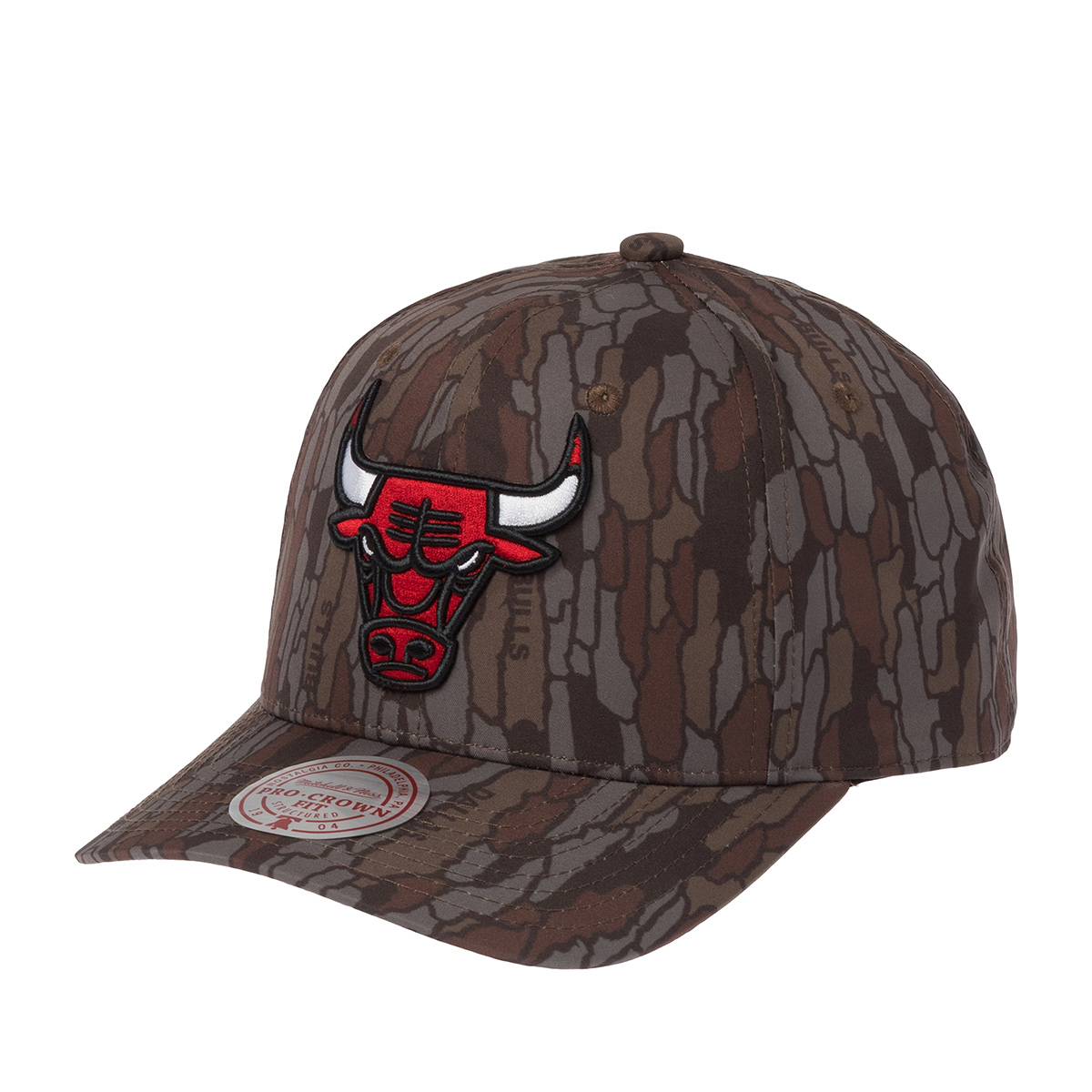 Бейсболка MITCHELL NESS арт. HP15007-CBUCAMO Chicago Bulls NBA (серый / коричневый)