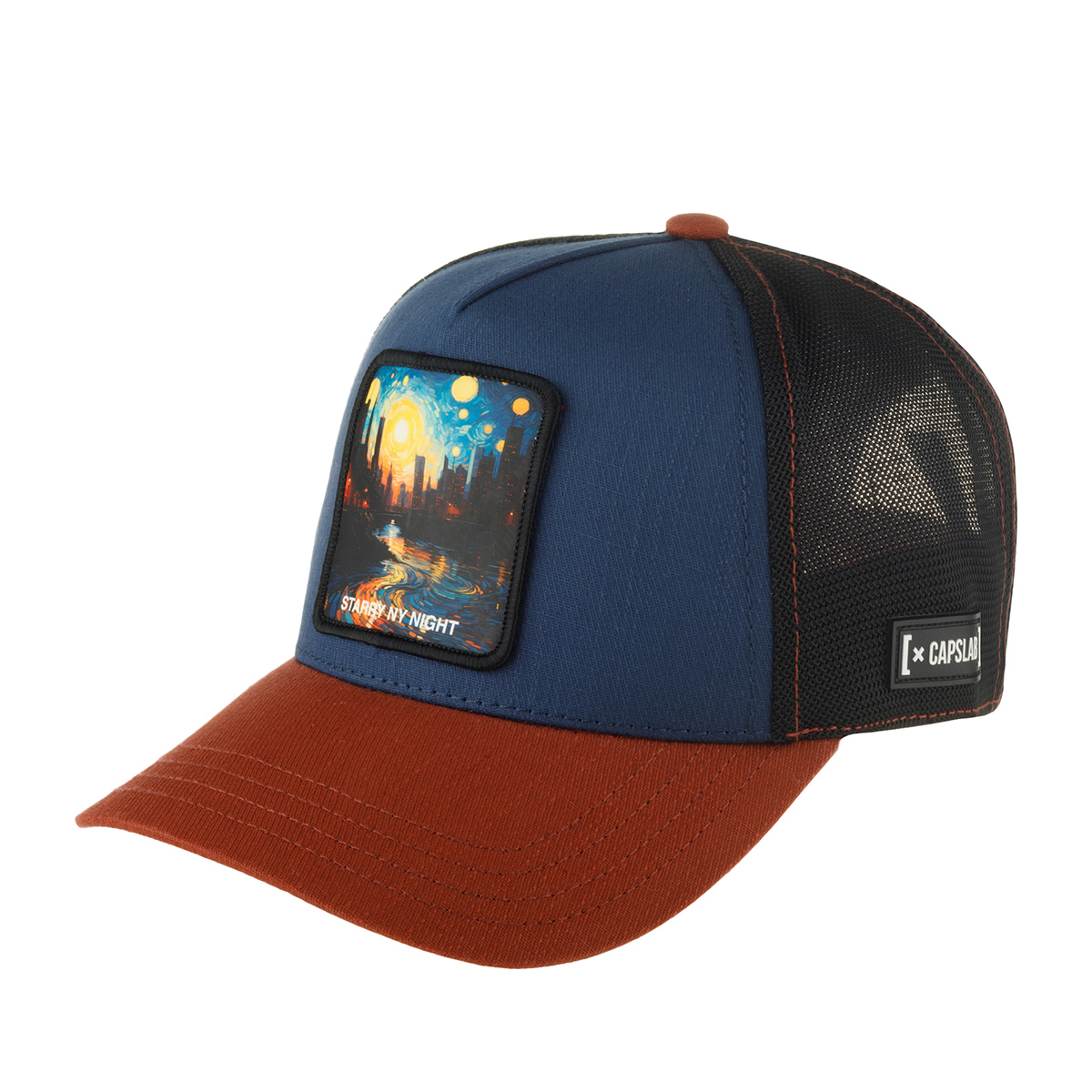 Бейсболка CAPSLAB арт. CL/ART/1/PCT/STAR Premium Starry NY night (темно-синий / коричневый)