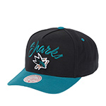 Бейсболка MITCHELL NESS арт. HP9354-SJSBLCK San Jose Sharks NHL (черный / бирюзовый)